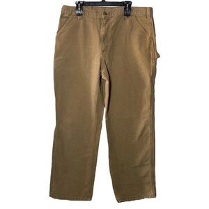 Carhartt Work Pants Mens 38x32 Tan Brown B11CBR Canvas Carpenter Dungaree Fit